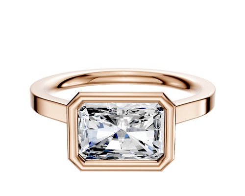 18K Rose Gold Bezel Full Bezel East/West Cathedral Flat 2.0mm Engagement Ring