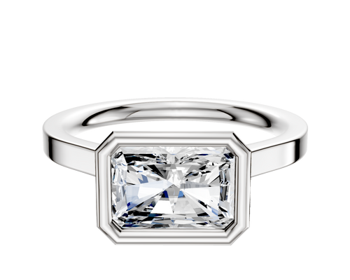 Platinum Bezel Full Bezel East/West Cathedral Flat 2.0mm Engagement Ring