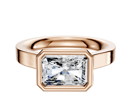 18K Rose Gold Bezel Full Bezel East/West Cathedral Flat 3.0mm Engagement Ring