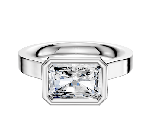 Platinum Bezel Full Bezel East/West Cathedral Flat 3.0mm Engagement Ring