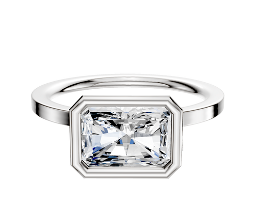 18K White Gold Bezel Full Bezel East/West Classic Flat 1.5mm Engagement Ring