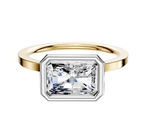 14K Two Tone Bezel Full Bezel East/West Classic Flat 1.5mm Engagement Ring