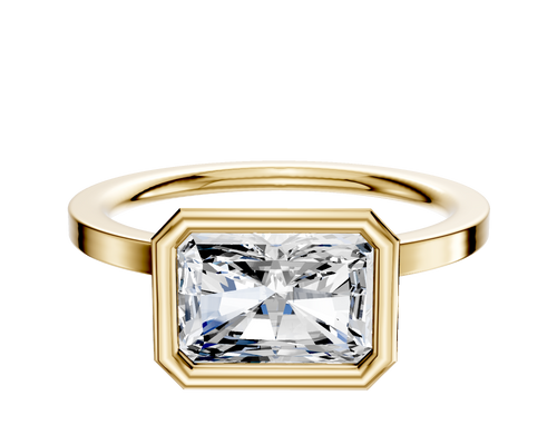 14K Yellow Gold Bezel Full Bezel East/West Classic Flat 1.5mm Engagement Ring