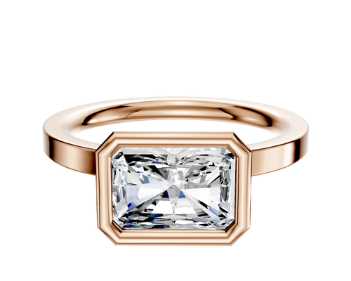 18K Rose Gold Bezel Full Bezel East/West Classic Flat 2.0mm Engagement Ring