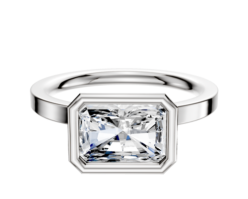 18K White Gold Bezel Full Bezel East/West Classic Flat 2.0mm Engagement Ring