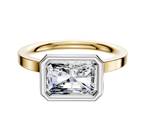 18K Two Tone Bezel Full Bezel East/West Classic Flat 2.0mm Engagement Ring