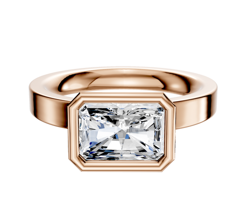 18K Rose Gold Bezel Full Bezel East/West Classic Flat 3.0mm Engagement Ring