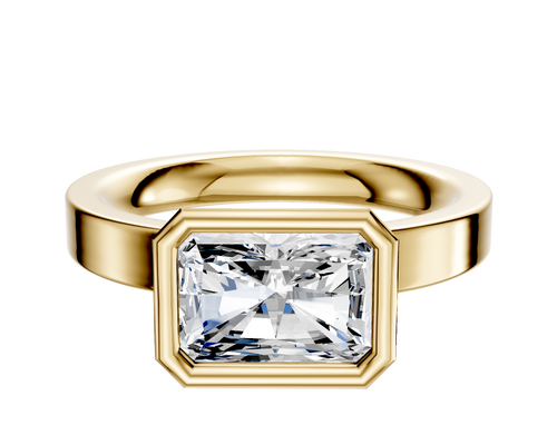 18K Yellow Gold Bezel Full Bezel East/West Classic Flat 3.0mm Engagement Ring