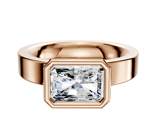 18K Rose Gold Bezel Full Bezel East/West Classic Flat 4.0mm Engagement Ring
