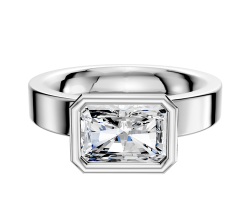 Platinum Bezel Full Bezel East/West Classic Flat 4.0mm Engagement Ring