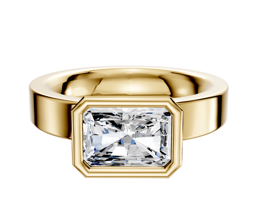 14K Yellow Gold Bezel Full Bezel East/West Classic Flat 4.0mm Engagement Ring