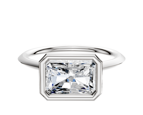 18K White Gold Bezel Full Bezel East/West Cathedral Knife Edge 1.5mm Engagement Ring