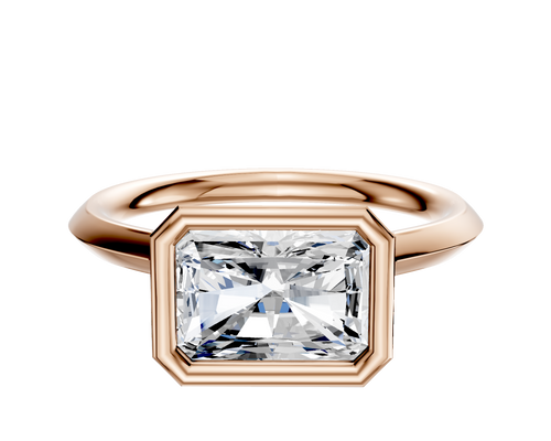 18K Rose Gold Bezel Full Bezel East/West Cathedral Knife Edge 2.0mm Engagement Ring