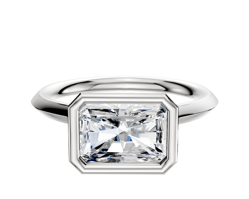 18K White Gold Bezel Full Bezel East/West Cathedral Knife Edge 2.0mm Engagement Ring