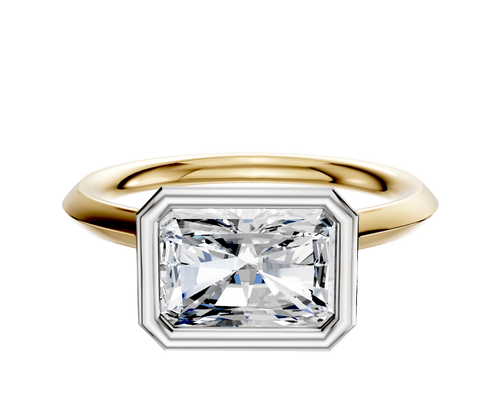 18K Two Tone Bezel Full Bezel East/West Cathedral Knife Edge 2.0mm Engagement Ring