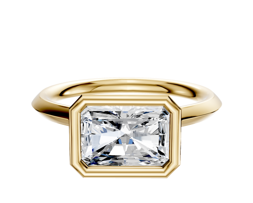 18K Yellow Gold Bezel Full Bezel East/West Cathedral Knife Edge 2.0mm Engagement Ring