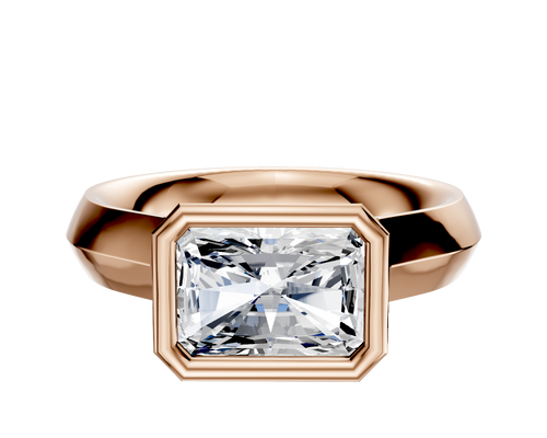 18K Rose Gold Bezel Full Bezel East/West Cathedral Knife Edge 4.0mm Engagement Ring