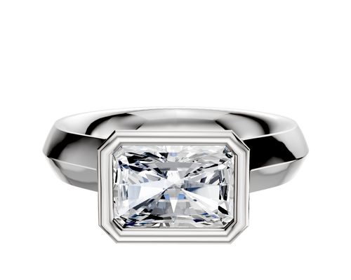 Platinum Bezel Full Bezel East/West Cathedral Knife Edge 4.0mm Engagement Ring