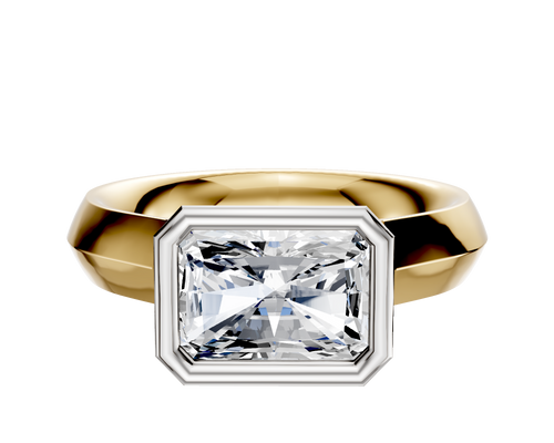 18K Two Tone Bezel Full Bezel East/West Cathedral Knife Edge 4.0mm Engagement Ring