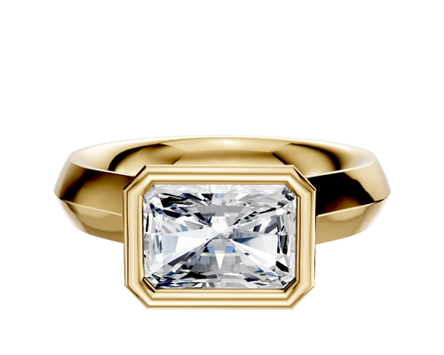 18K Yellow Gold Bezel Full Bezel East/West Cathedral Knife Edge 4.0mm Engagement Ring