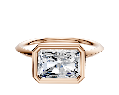 18K Rose Gold Bezel Full Bezel East/West Classic Knife Edge 1.5mm Engagement Ring
