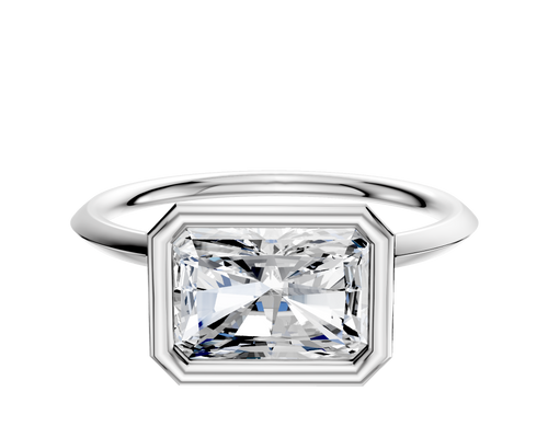 Platinum Bezel Full Bezel East/West Classic Knife Edge 1.5mm Engagement Ring