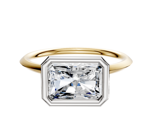 14K Two Tone Bezel Full Bezel East/West Classic Knife Edge 1.5mm Engagement Ring