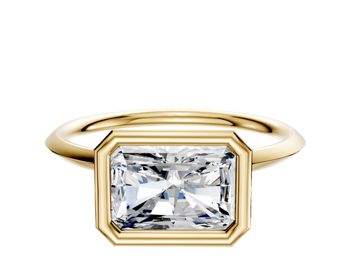 18K Yellow Gold Bezel Full Bezel East/West Classic Knife Edge 1.5mm Engagement Ring