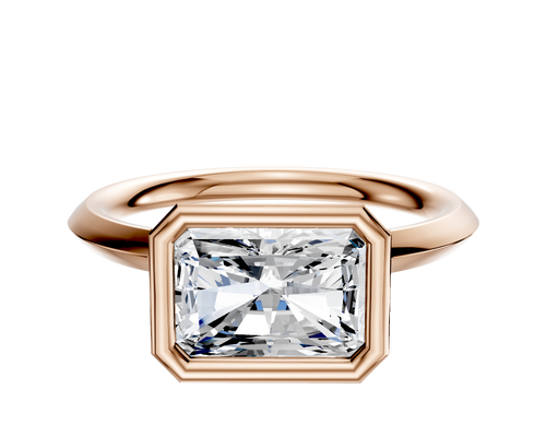 18K Rose Gold Bezel Full Bezel East/West Classic Knife Edge 2.0mm Engagement Ring