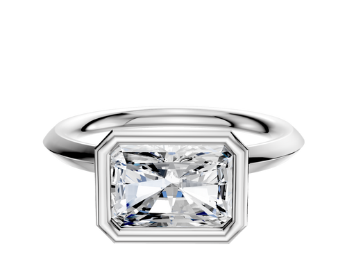 Platinum Bezel Full Bezel East/West Classic Knife Edge 2.0mm Engagement Ring