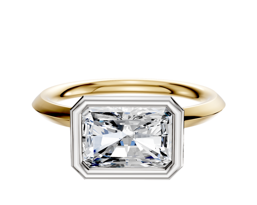 14K Two Tone Bezel Full Bezel East/West Classic Knife Edge 2.0mm Engagement Ring