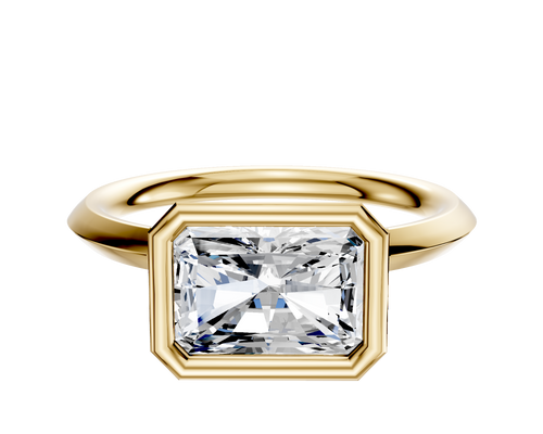 18K Yellow Gold Bezel Full Bezel East/West Classic Knife Edge 2.0mm Engagement Ring