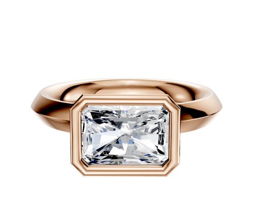 18K Rose Gold Bezel Full Bezel East/West Classic Knife Edge 3.0mm Engagement Ring
