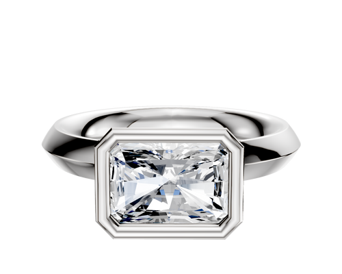 Platinum Bezel Full Bezel East/West Classic Knife Edge 3.0mm Engagement Ring