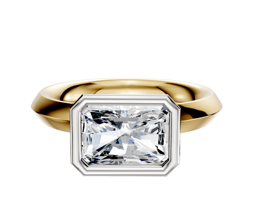 18K Two Tone Bezel Full Bezel East/West Classic Knife Edge 3.0mm Engagement Ring