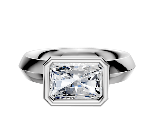 14K White Gold Bezel Full Bezel East/West Classic Knife Edge 4.0mm Engagement Ring