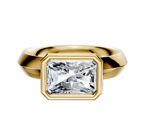 14K Yellow Gold Bezel Full Bezel East/West Classic Knife Edge 4.0mm Engagement Ring