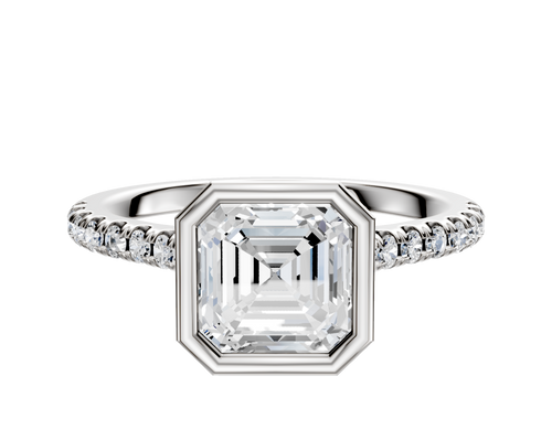 Platinum Bezel Full Bezel North/South Cathedral Dome 1-Row-Pave 2.5mm Engagement Ring