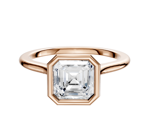 18K Rose Gold Bezel Full Bezel North/South Cathedral Dome 1.5mm Engagement Ring