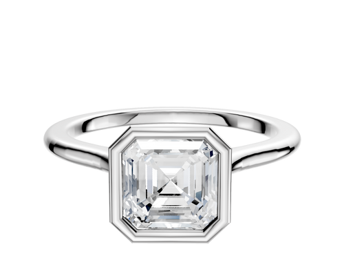 Platinum Bezel Full Bezel North/South Cathedral Dome 1.5mm Engagement Ring