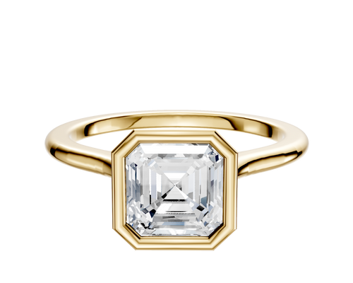 18K Yellow Gold Bezel Full Bezel North/South Cathedral Dome 1.5mm Engagement Ring