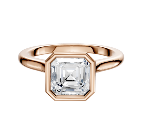 18K Rose Gold Bezel Full Bezel North/South Cathedral Dome 2.0mm Engagement Ring