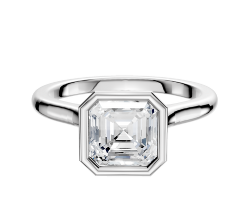14K White Gold Bezel Full Bezel North/South Cathedral Dome 2.0mm Engagement Ring