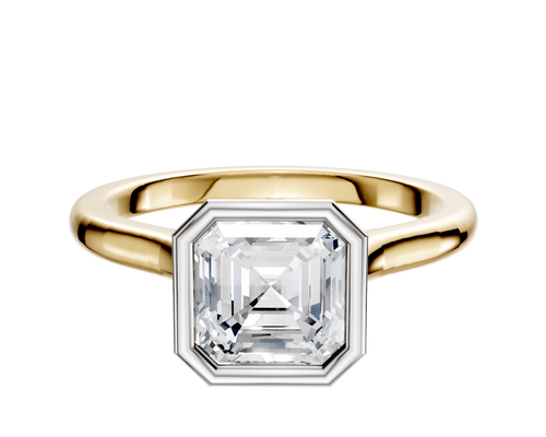 14K Two Tone Bezel Full Bezel North/South Cathedral Dome 2.0mm Engagement Ring