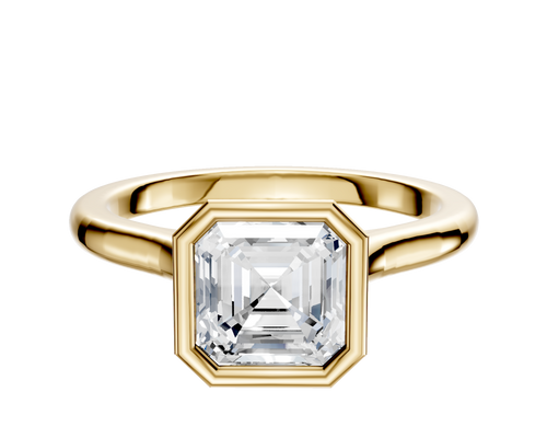18K Yellow Gold Bezel Full Bezel North/South Cathedral Dome 2.0mm Engagement Ring