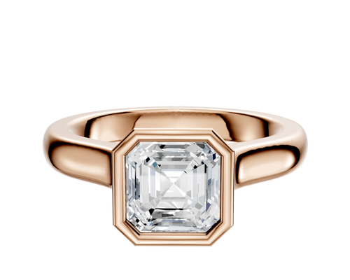 18K Rose Gold Bezel Full Bezel North/South Cathedral Dome 3.0mm Engagement Ring