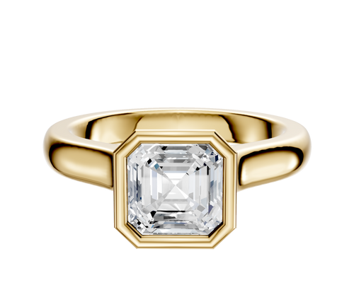 18K Yellow Gold Bezel Full Bezel North/South Cathedral Dome 3.0mm Engagement Ring
