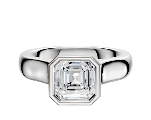 18K White Gold Bezel Full Bezel North/South Cathedral Dome 4.0mm Engagement Ring