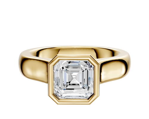 14K Yellow Gold Bezel Full Bezel North/South Cathedral Dome 4.0mm Engagement Ring
