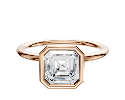 18K Rose Gold Bezel Full Bezel North/South Classic Dome 1.5mm Engagement Ring